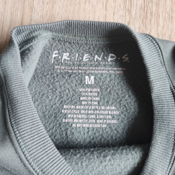 Friends Graphic Crew Neck Sweatshirt Fleece Lined Long Sleeve Green - Picture 7 of 8